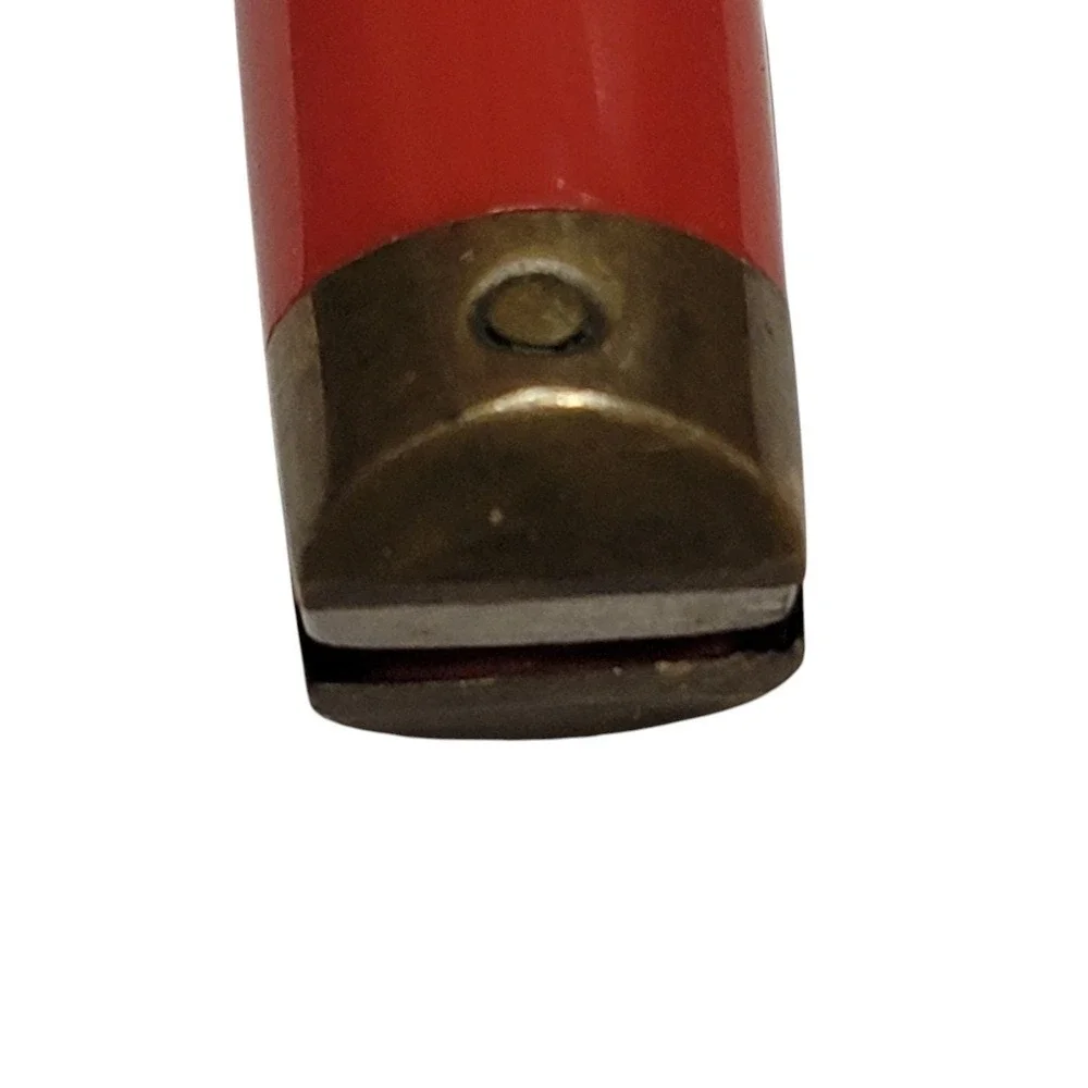 VTG 60s Bottle Opener Viking Red Brass‎ Tone Handle Stainless Steel MCM Barware